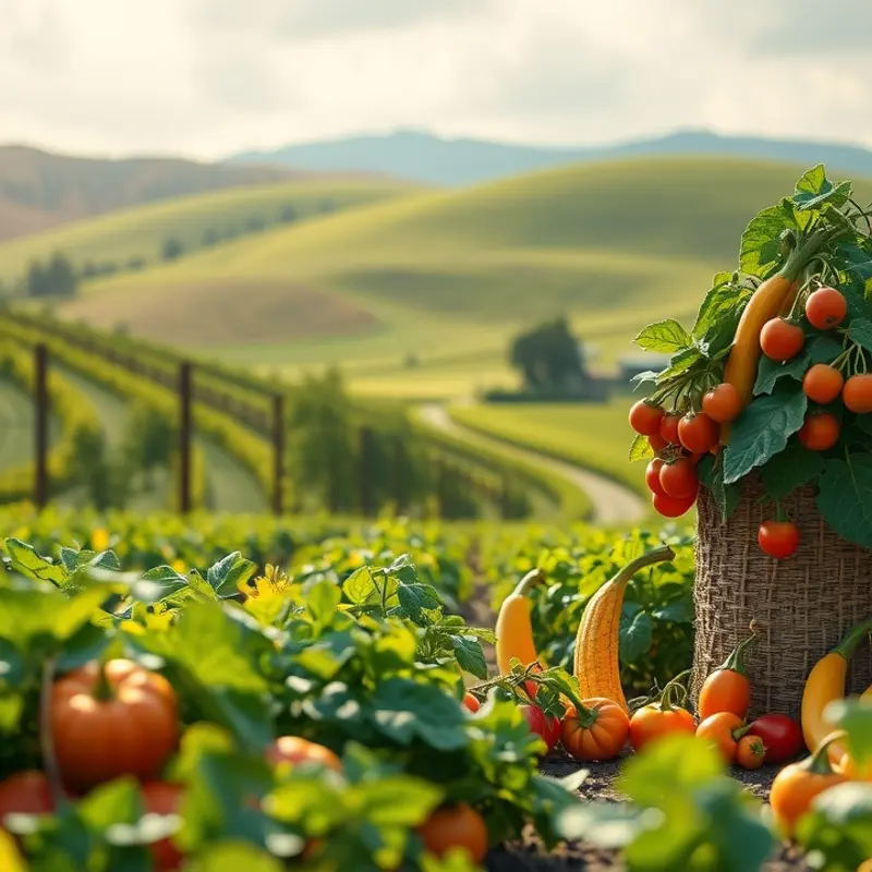A sunlit orchard showcasing vibrant organic produce, symbolizing the connection of food with cultural narratives.