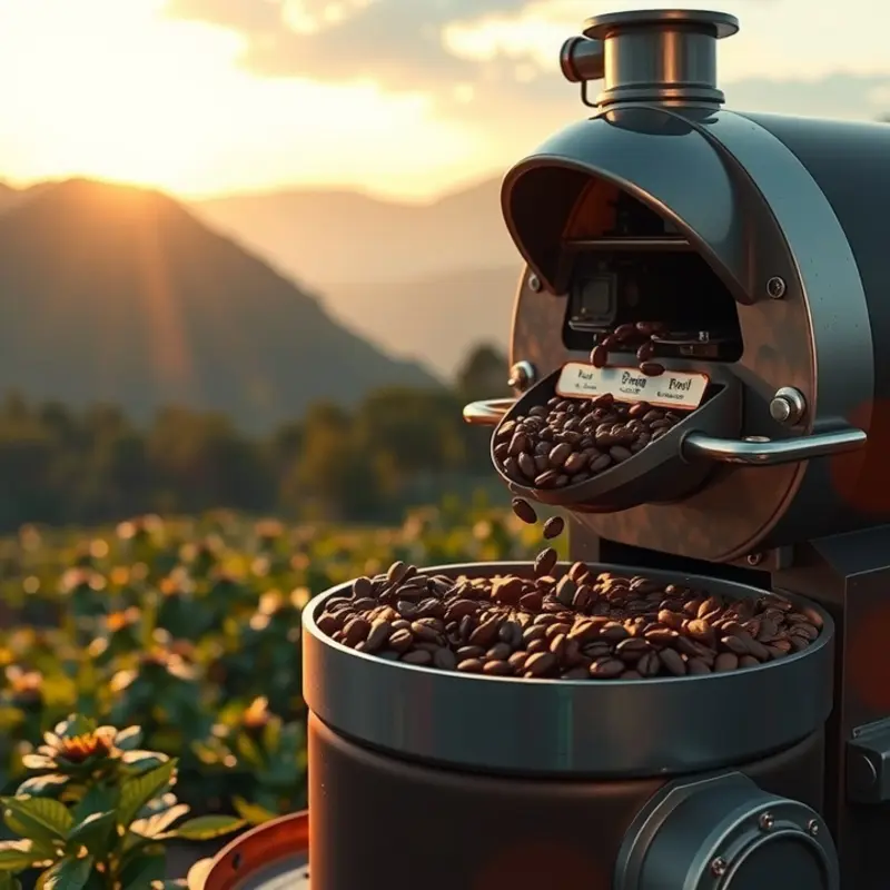 Sunlit coffee plants showcasing fresh coffee beans.