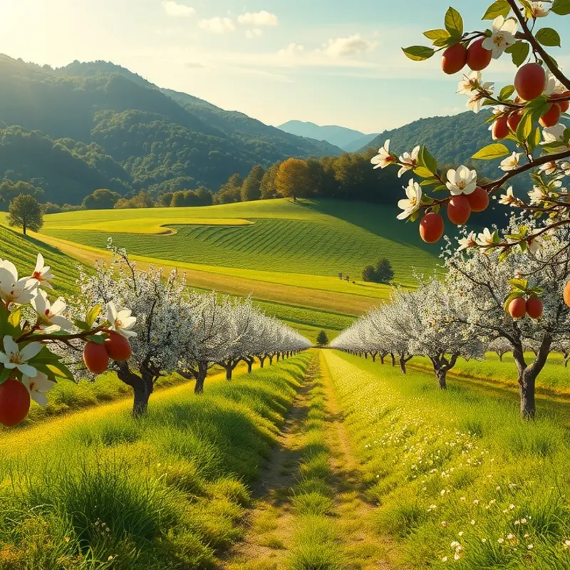 A vibrant landscape showcasing abundant organic produce.
