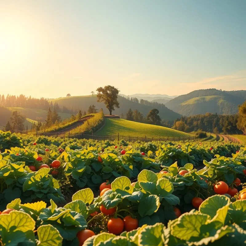 A vibrant orchard filled with fresh produce, symbolizing nutritious grocery choices.