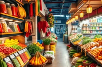 A sunlit field showcasing a variety of vibrant fruits and vegetables in a lush, green orchard.