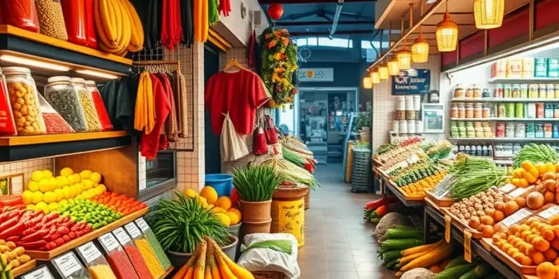 A sunlit field showcasing a variety of vibrant fruits and vegetables in a lush, green orchard.