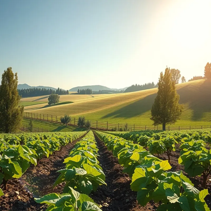 A sunlit field showcasing organic produce flourishing in nature.