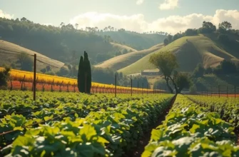 A landscape featuring sunlit organic vegetables growing in a lush field, symbolizing health and abundance.