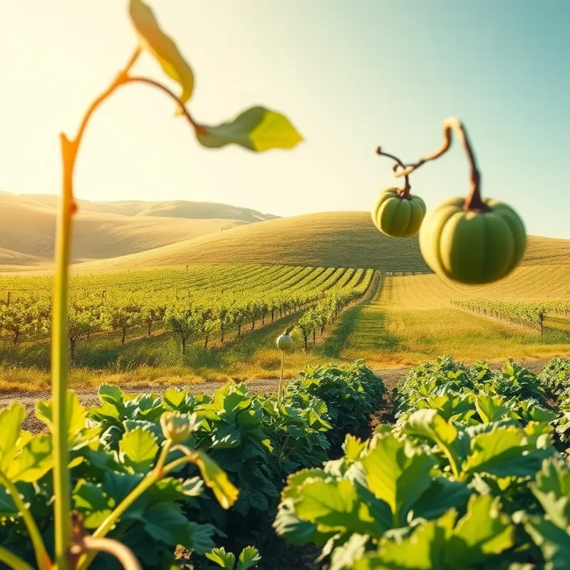 A vibrant natural landscape showcasing organic produce flourishing in a sunlit setting.