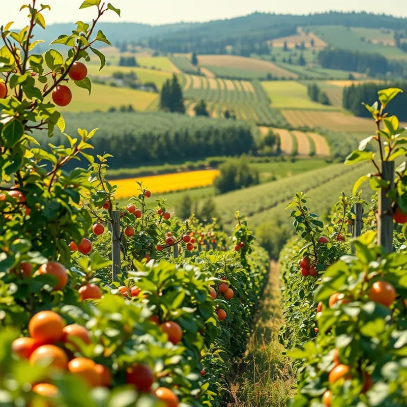 A serene landscape illustrating natural organic produce.