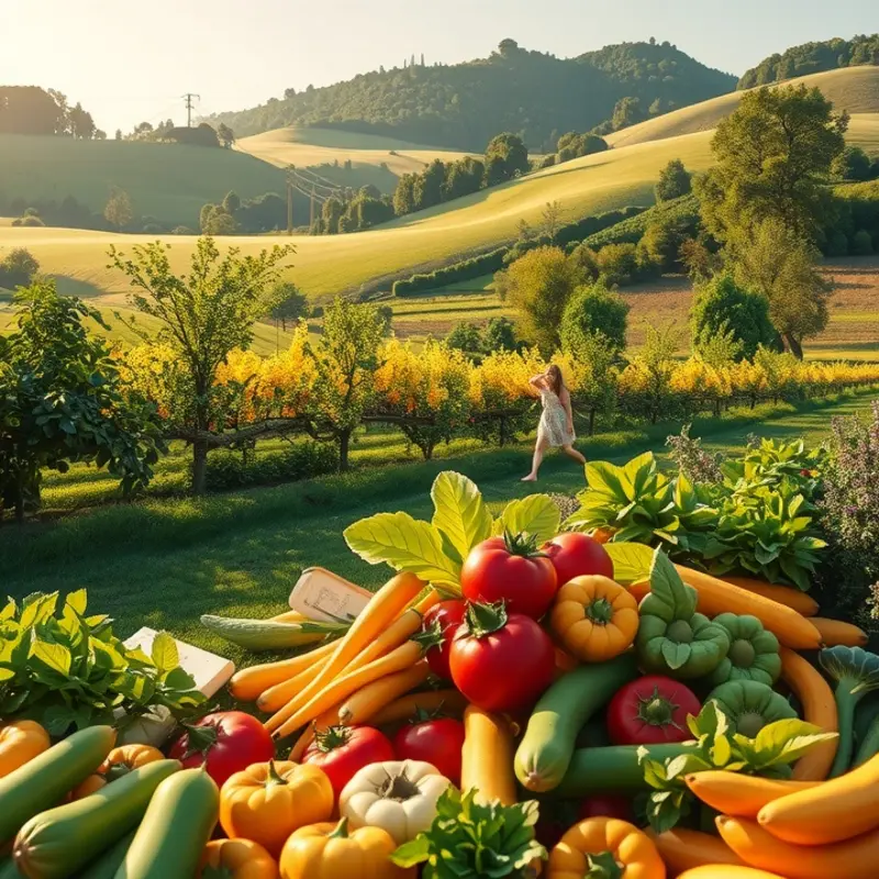 A vibrant field showcasing fresh organic produce, embodying nature’s abundance.