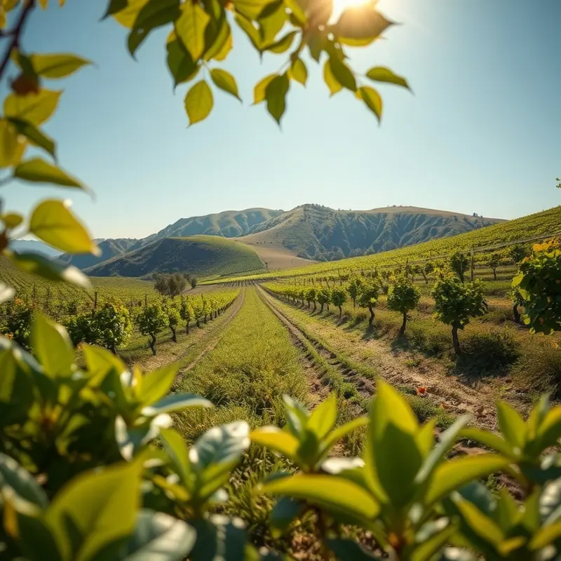 A sunlit organic field showcasing vibrant produce.