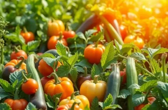 A sunlit field filled with vibrant fruits and vegetables, representing healthy eating and emotional awareness.