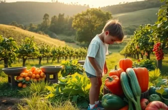 A picturesque landscape filled with an abundance of organic vegetables and fruits.