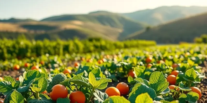 A lush orchard filled with ripe fruits and vegetables, showcasing the correlation between nature and healthy nutrition.