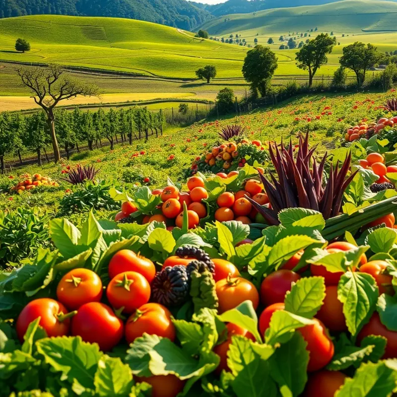 A beautiful landscape reflecting the abundance of fresh organic produce.