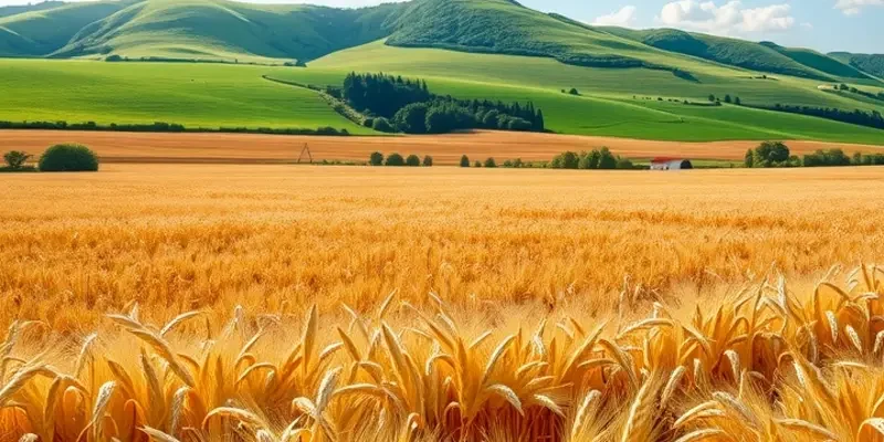 A vibrant field filled with healthy vegetables and fruits surrounded by lush greenery, representing the abundance in ancient culinary rituals.