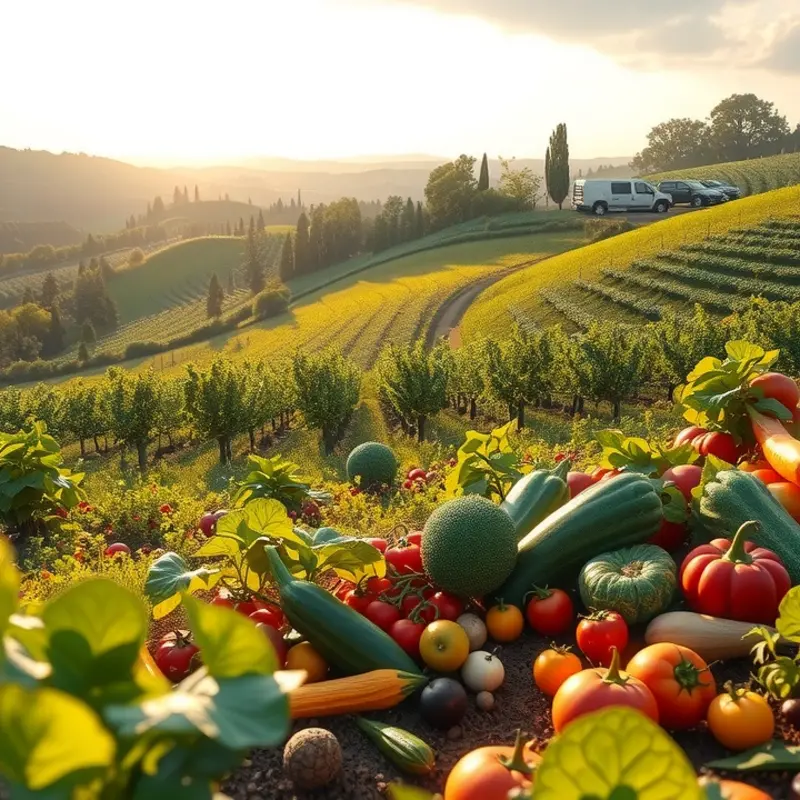 A serene landscape showcasing the freshness of organic produce that promotes gut health.