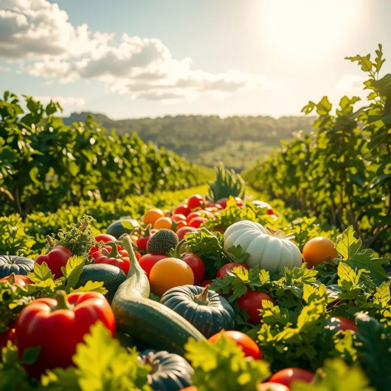 A vibrant sunlit field portraying the beauty of organic produce.