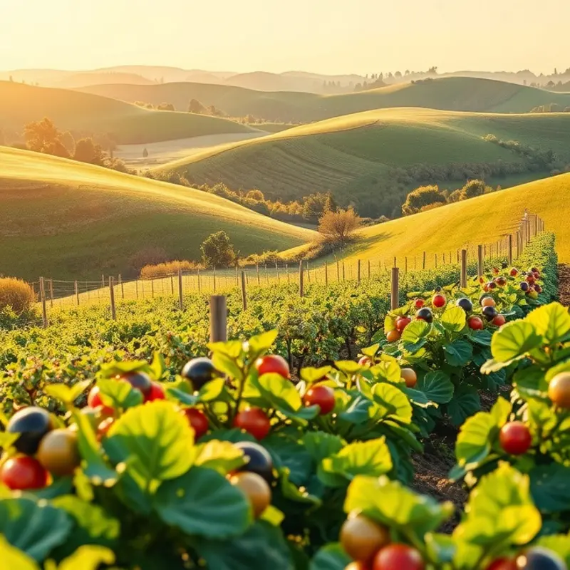 A collection of fresh vegetables and fruits representing the components of a balanced plate.