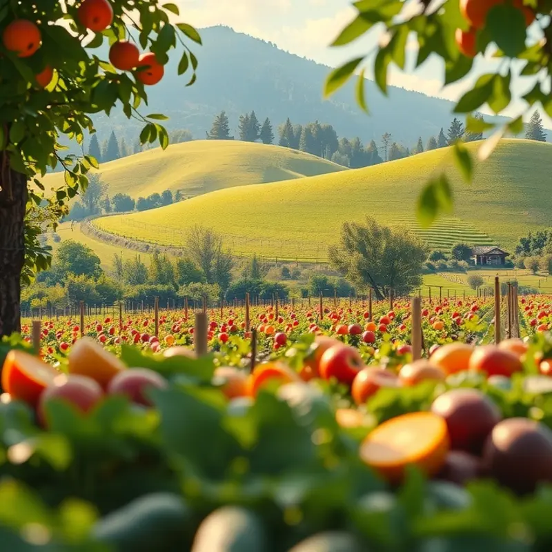 A collection of fresh vegetables and fruits representing the components of a balanced plate.