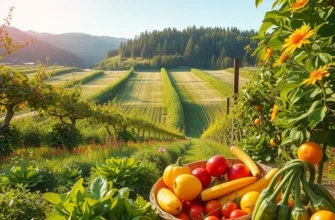 Scenic view of a sunlit field overflowing with ripe berries amid lush greenery.