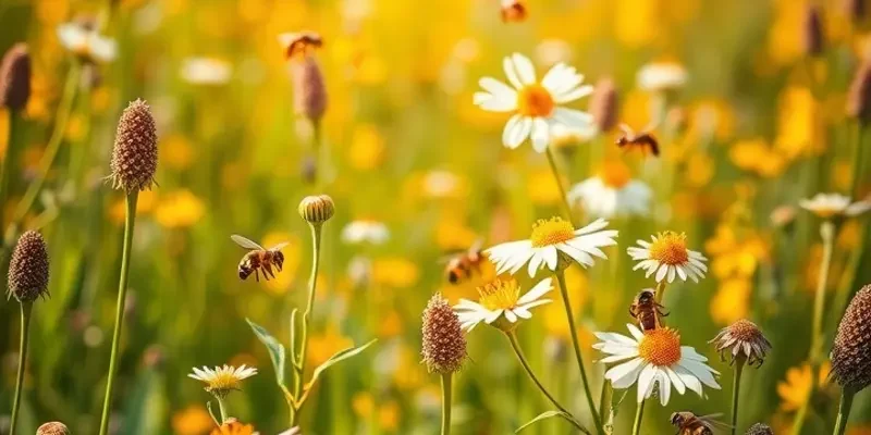 A lush, sunlit field of organic vegetables and fruits, illustrating nature's bountiful harvest.