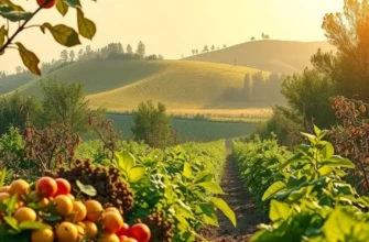 A picturesque view of an orchard with fresh organic produce.