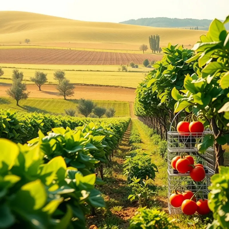 A sunlit orchard showcasing vibrant produce, emphasizing natural ingredients.