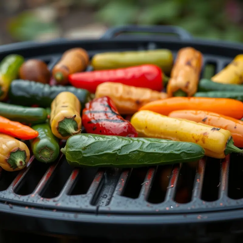 A collection of fresh vegetables prepared for charring.