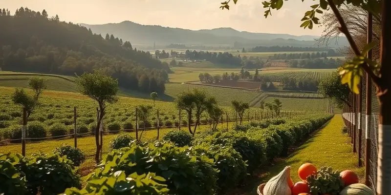 A tranquil field showcasing healthy vegetables and fruits, symbolizing the importance of nutrition in maintaining brain health.