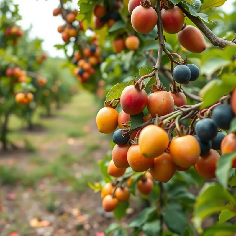 A scenic view of fresh fruits and vegetables flourishing in nature.