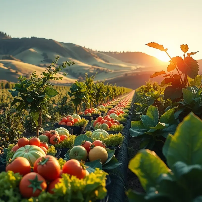 A sunlit herb garden exuding freshness and vibrant colors.