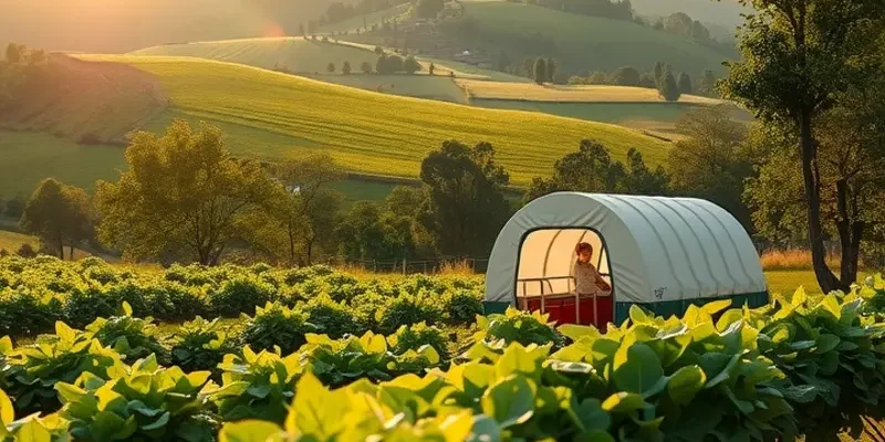An idyllic landscape bursting with colorful fruits and vegetables, representing the core of healthy eating.