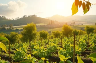 A serene landscape with vibrant fruits and vegetables in a sunlit setting, symbolizing the essence of healthy nutrition.