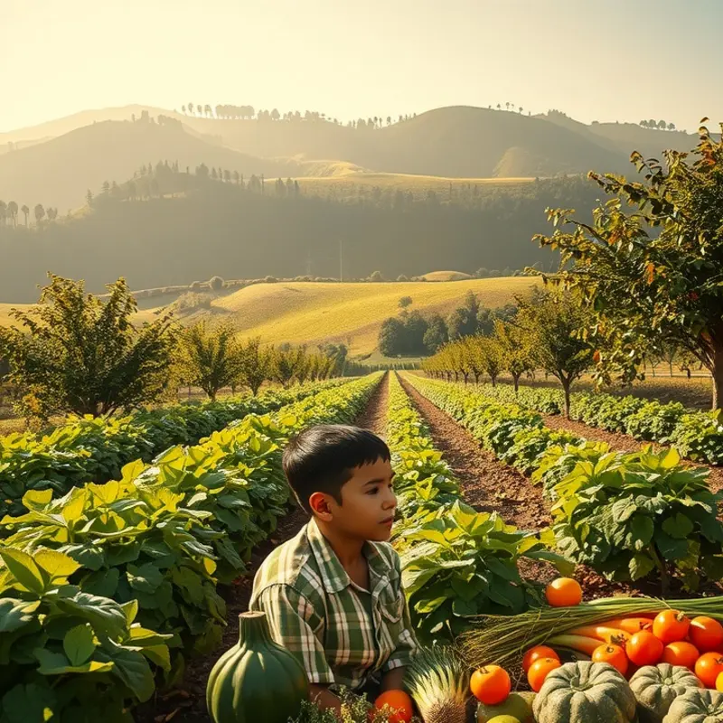 A sunlit field showcasing an abundance of vibrant peppers growing organically.