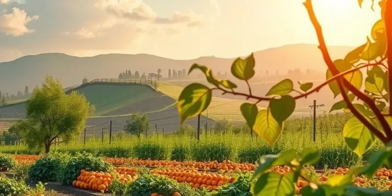 A sunlit orchard showcasing the abundance of organic produce