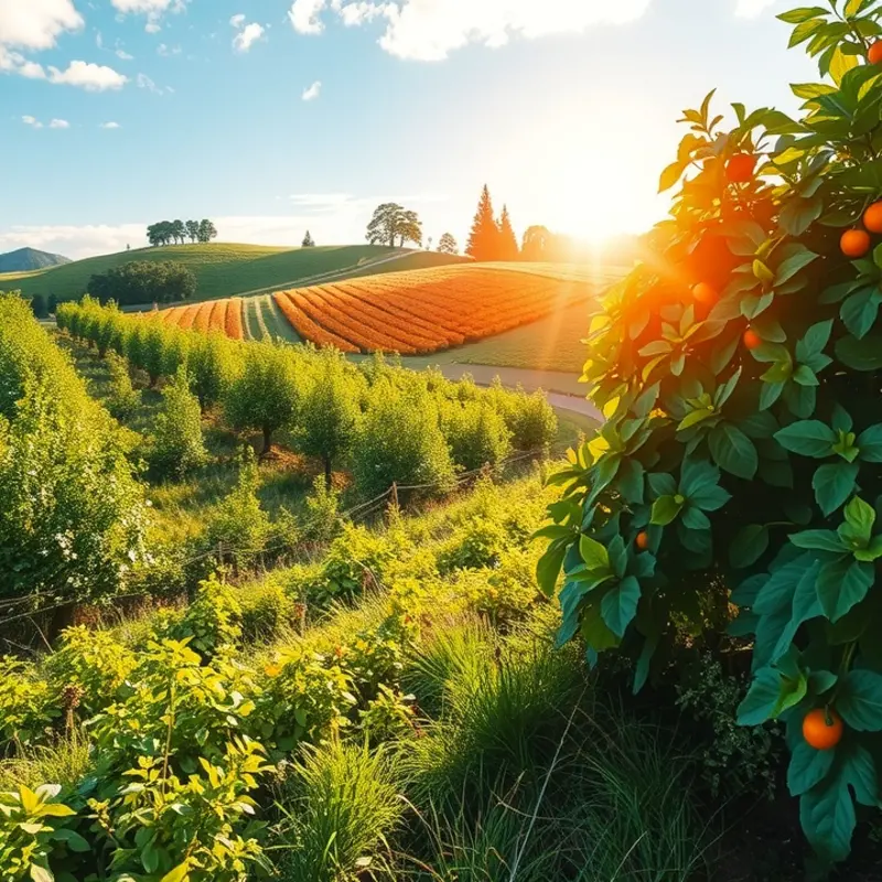 Natural landscape depicting the connection between food and health.