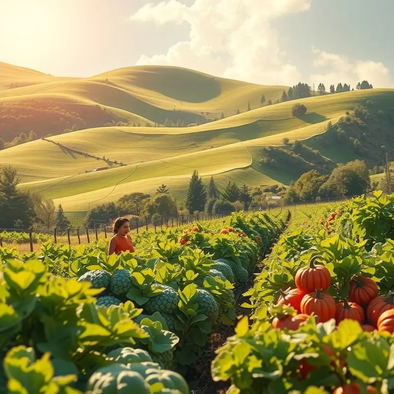 A vivid landscape showcasing fresh, organic produce.