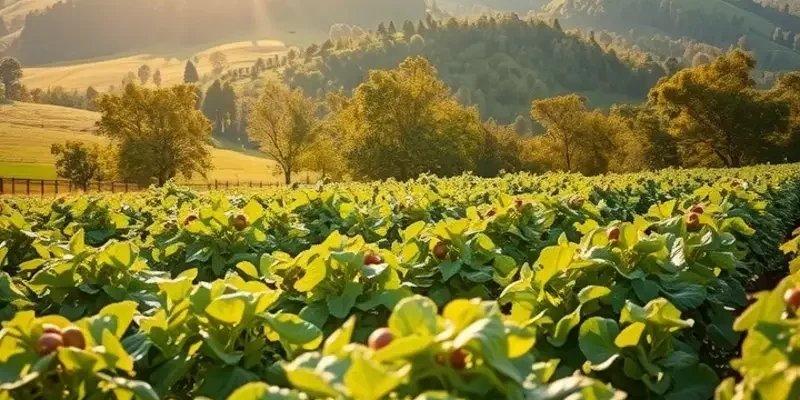 A vibrant landscape representing the ingredients for eco-friendly desserts.