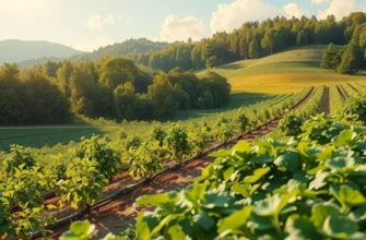 A sunlit field filled with colorful organic vegetables and fruits.