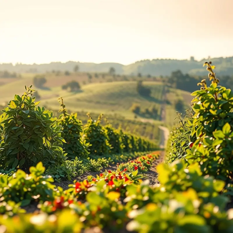 A serene landscape representing the essence of sustainability and organic living.