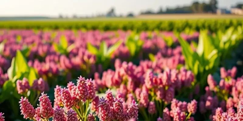 A lush landscape filled with a variety of organic vegetables and fruits, reflecting the theme of eco-conscious eating.