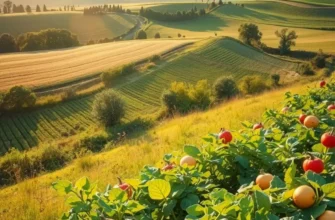A picturesque landscape with abundant organic produce under soft sunlight, symbolizing the essence of fasting dishes.