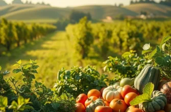 A radiant landscape filled with fresh organic produce symbolizing healthy hydration.