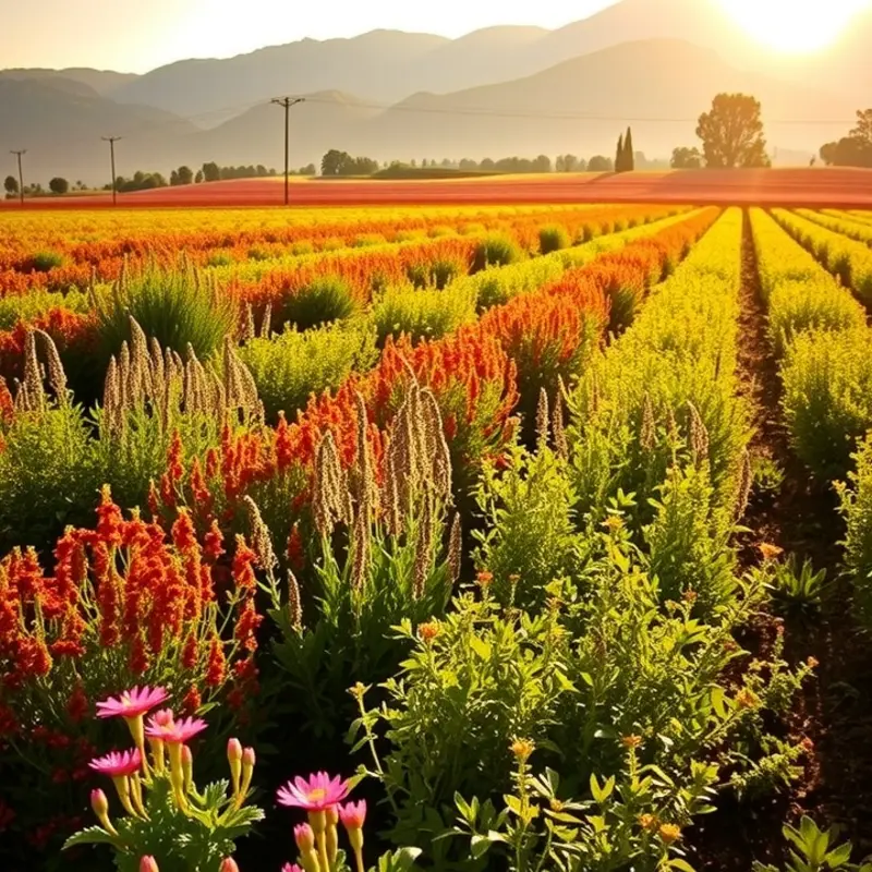 Vibrant fields representing the variety of fats and flavors in cooking.