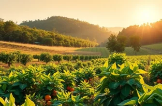 An idyllic field showcasing healthy fruits and vegetables growing in harmony with nature.