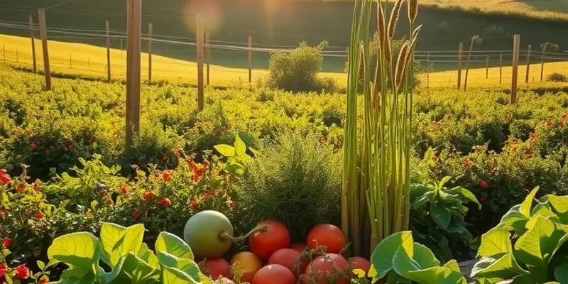 A scenic view of a sunlit landscape showcasing organic food sources.