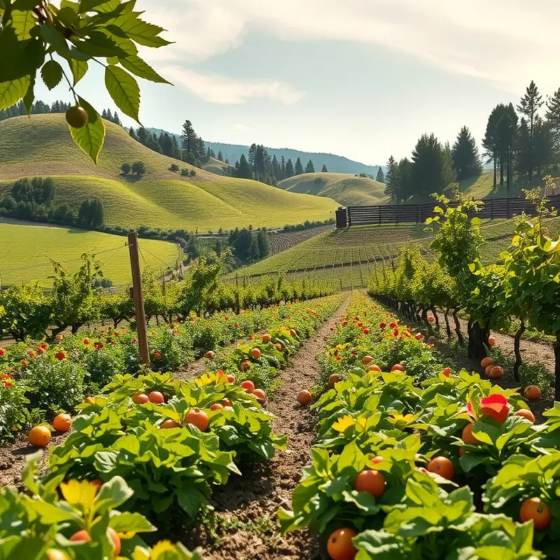 A sunlit field showcasing vibrant vegetables and fruits, symbolizing healthy meal choices.