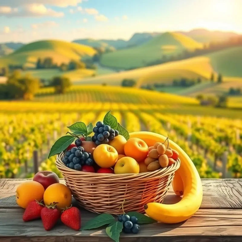 An orchard filled with vibrant fruits growing among lush greenery.