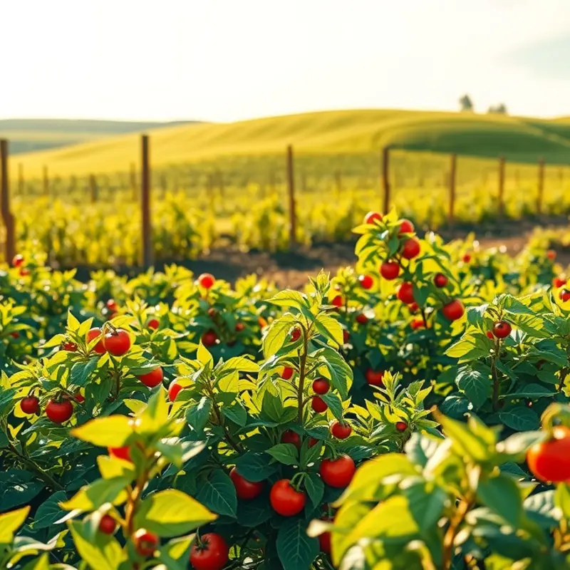 A picturesque orchard under full moonlight, showcasing vibrant produce highlighting harvest time.