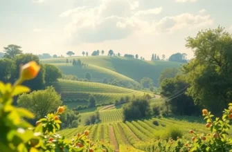 Vibrant landscape of organic vegetables and fruits growing naturally in a sunlit field.