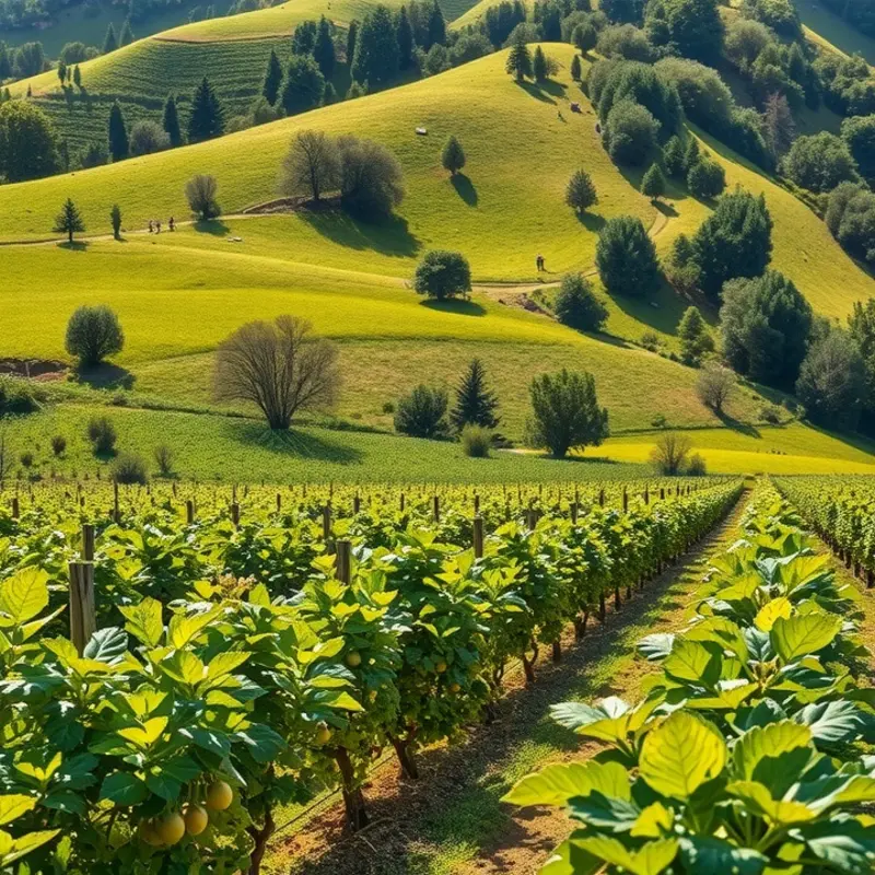 A vibrant sunlit field showcasing the abundance of organic produce.