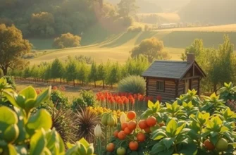 A lush green landscape filled with colorful fruits and vegetables, emphasizing the theme of health and wellness.